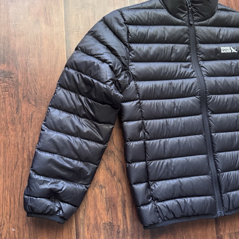 Eddie Bauer Kids CirrusLite 650 Down Puffer Jacket Black M 7/8 Packable Coat - Picture 8 of 16